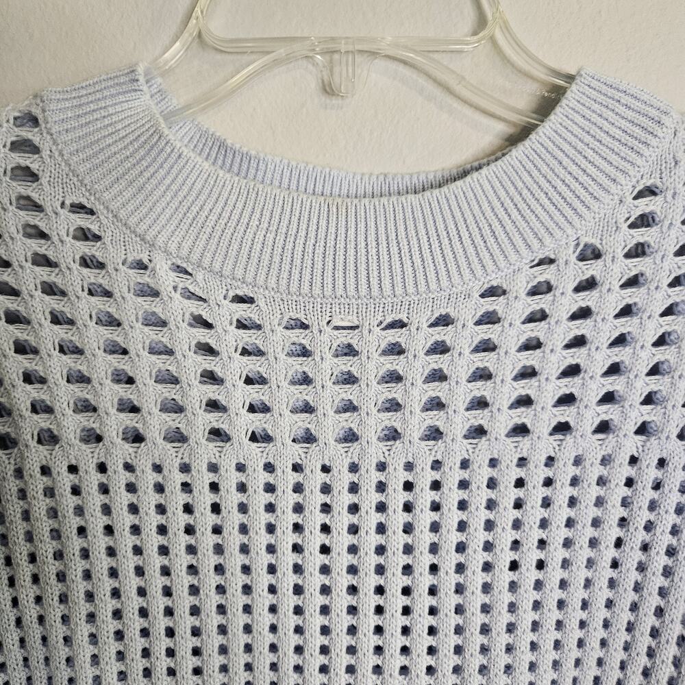 Haven Well Within Open Weave Cotton Sweater Knit Crewneck Light Blue Size L - Picture 3 of 9